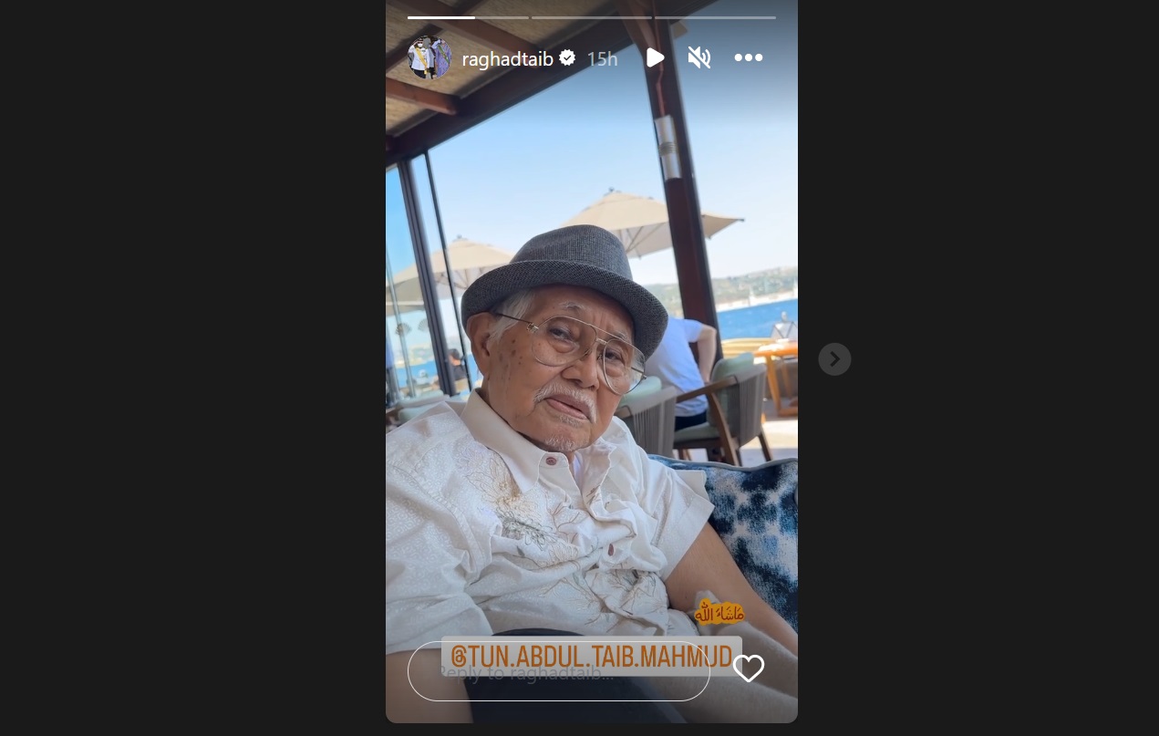 Taib Mahmud seen in Instagram story, TikTok video shared by wife