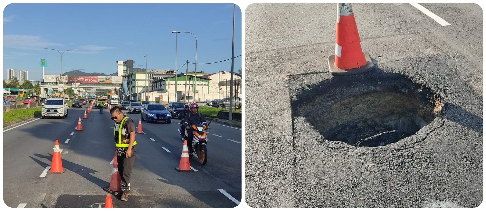 Road closure on MRR2 enroute to Ampang from 10pm to 5am for sinkhole repair