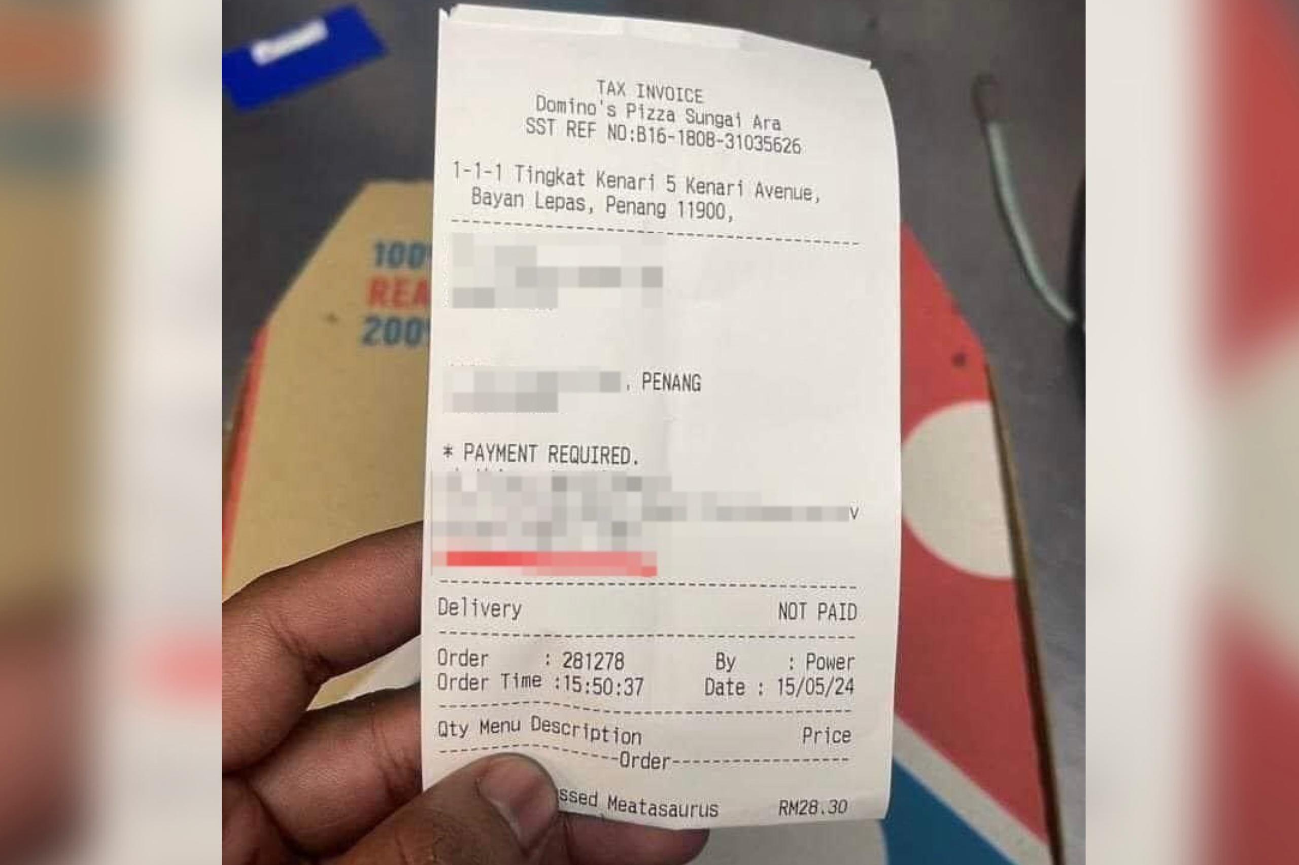 Offensive pizza receipt: cops record statements from eight individuals