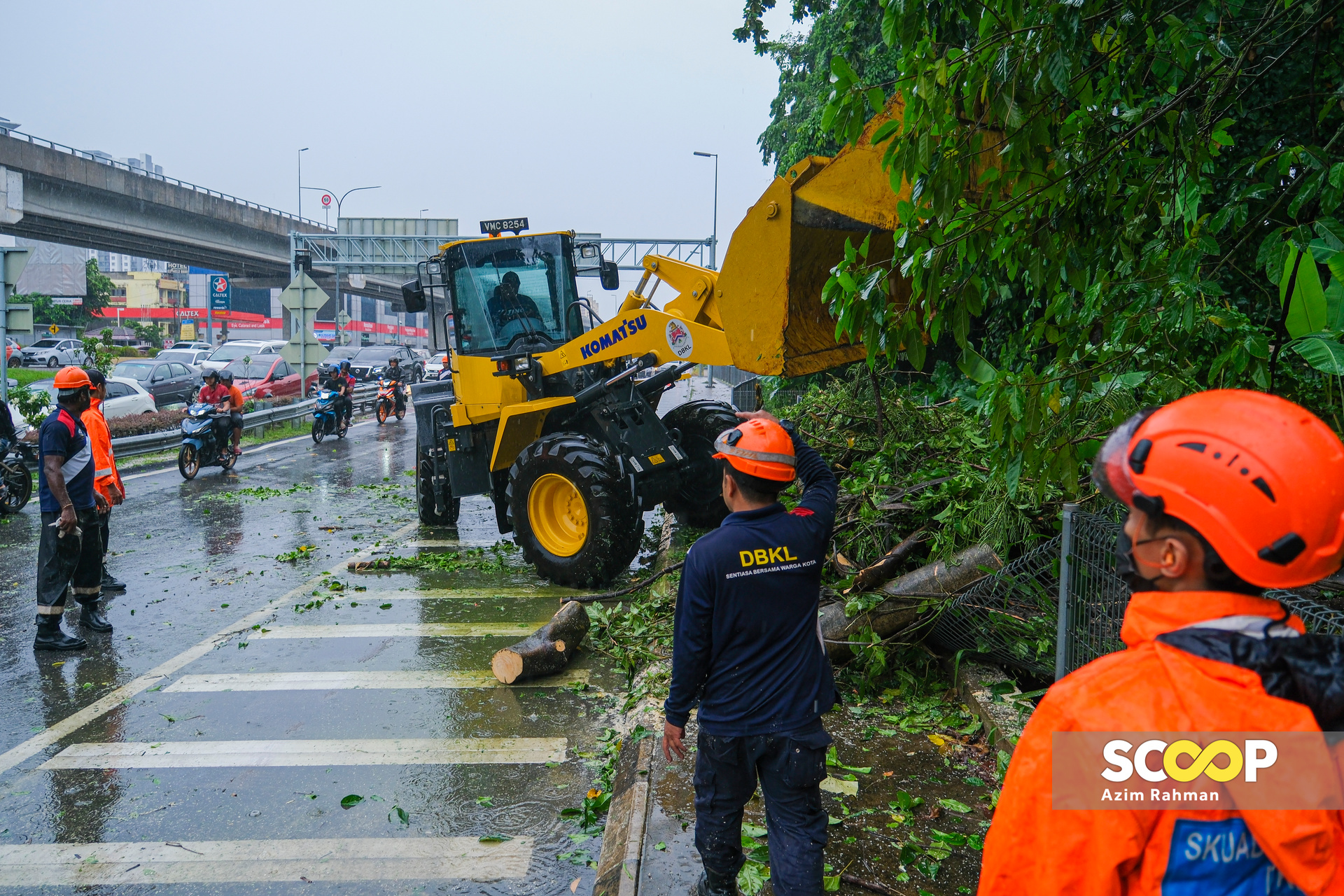 Afternoon storm chaos: fallen tree blocks traffic near Bulatan Pahang