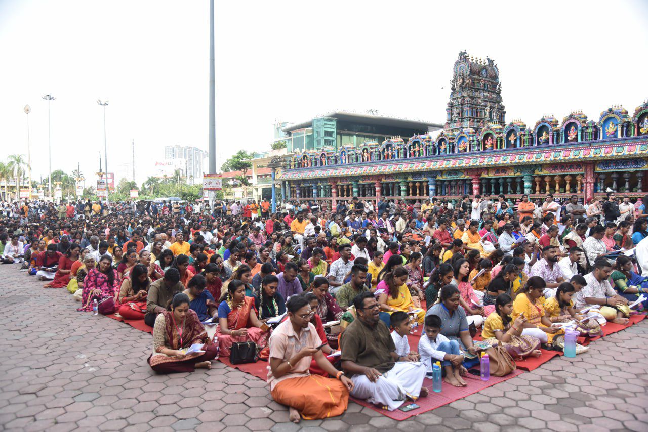 Around 600 worshippers assembled in Batu Caves to perform religious song